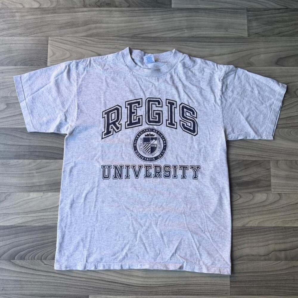 Velva Sheen Regis University Vintage 90s Grey College T-Shirt